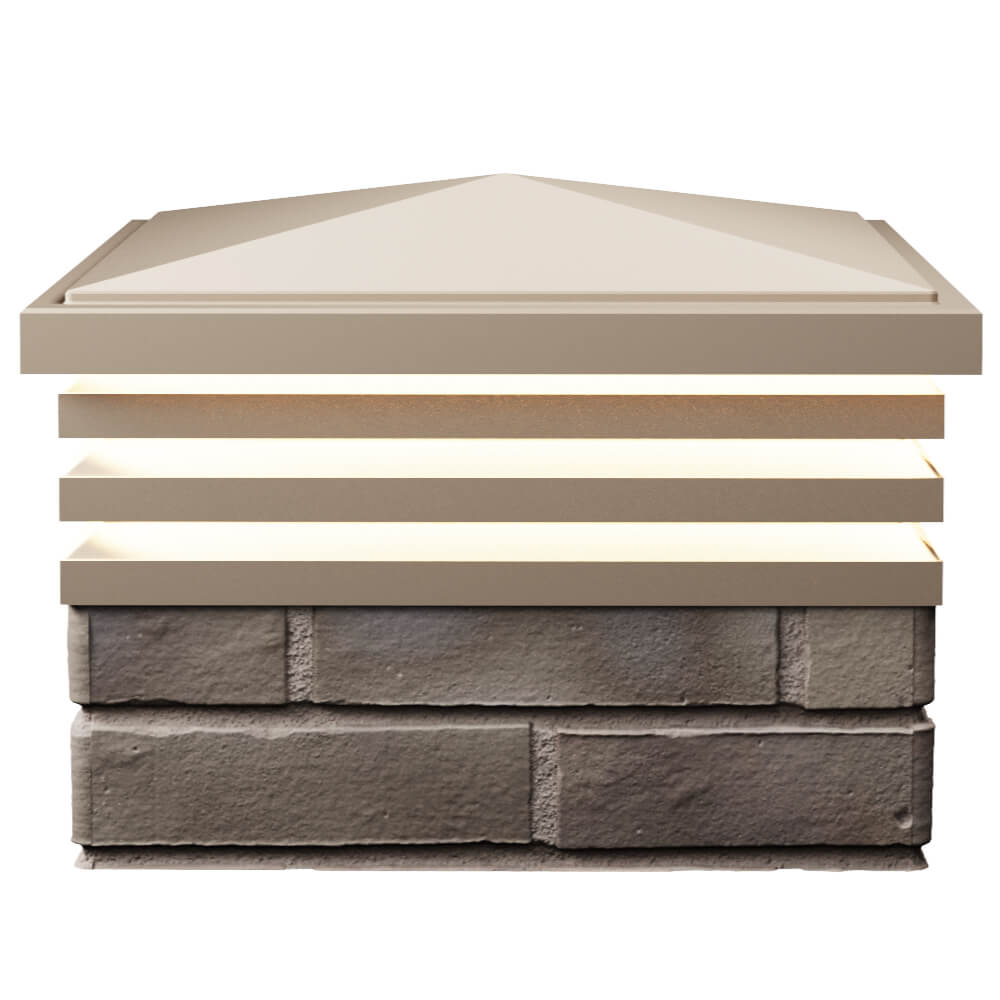 Колпак Zking Бона ХайТек Бежевый на столб 1.5х1.5 кирпича (385х385мм) с подсветкой в Белой Калитве фото