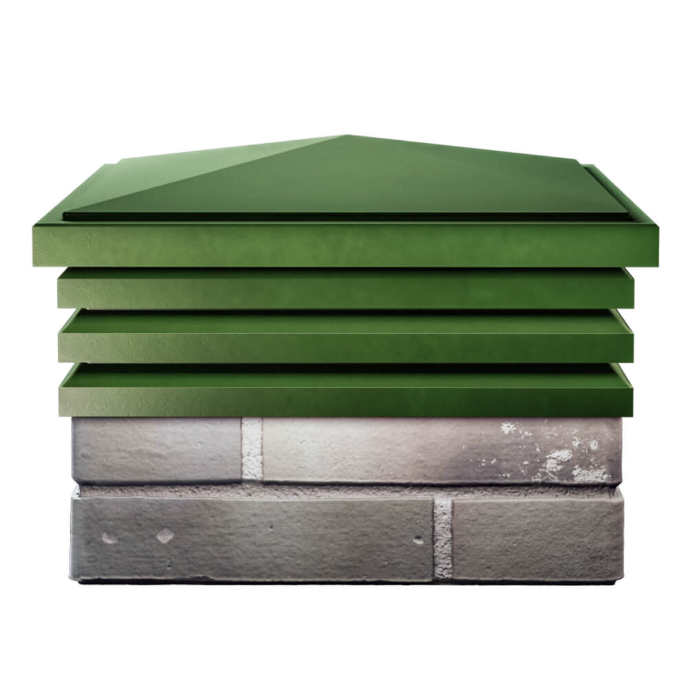 Колпак Zking Бона ХайТек Зеленый на столб 1.5х1.5 кирпича (385х385мм) Белая Калитва фото