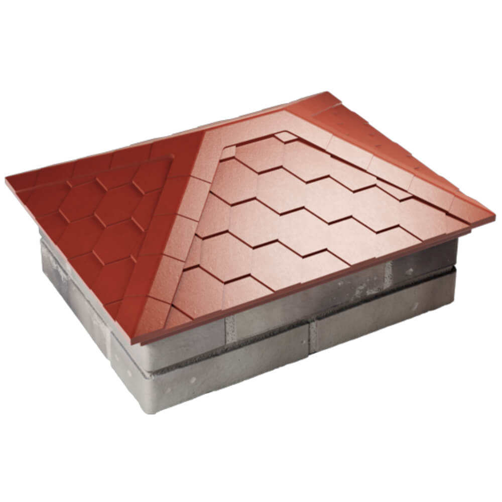 Колпак Zking Эверест Красный на столб 2х1.5 кирпича (520х390мм) Белая Калитва фото