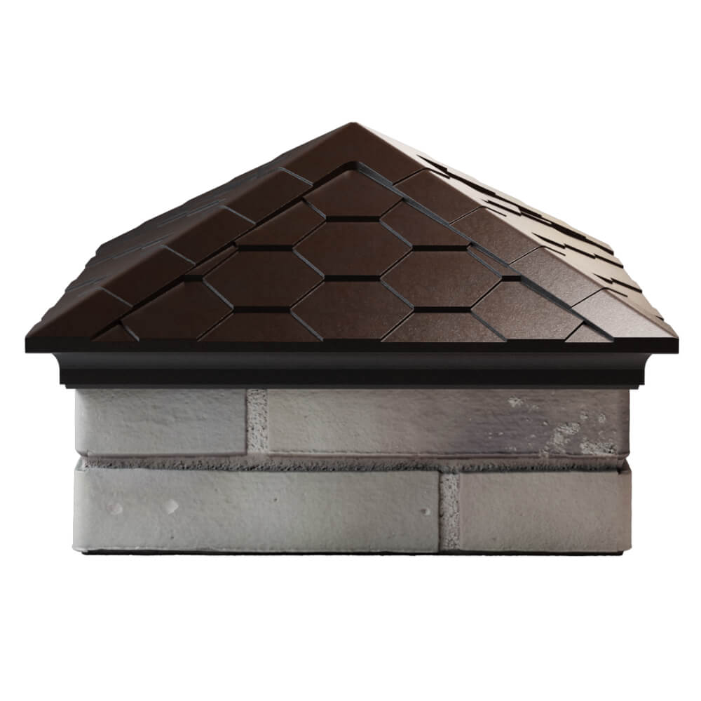 Колпак Zking Эверест Коричневый на столб 1.5х1.5 кирпича (390х390мм) Белая Калитва фото