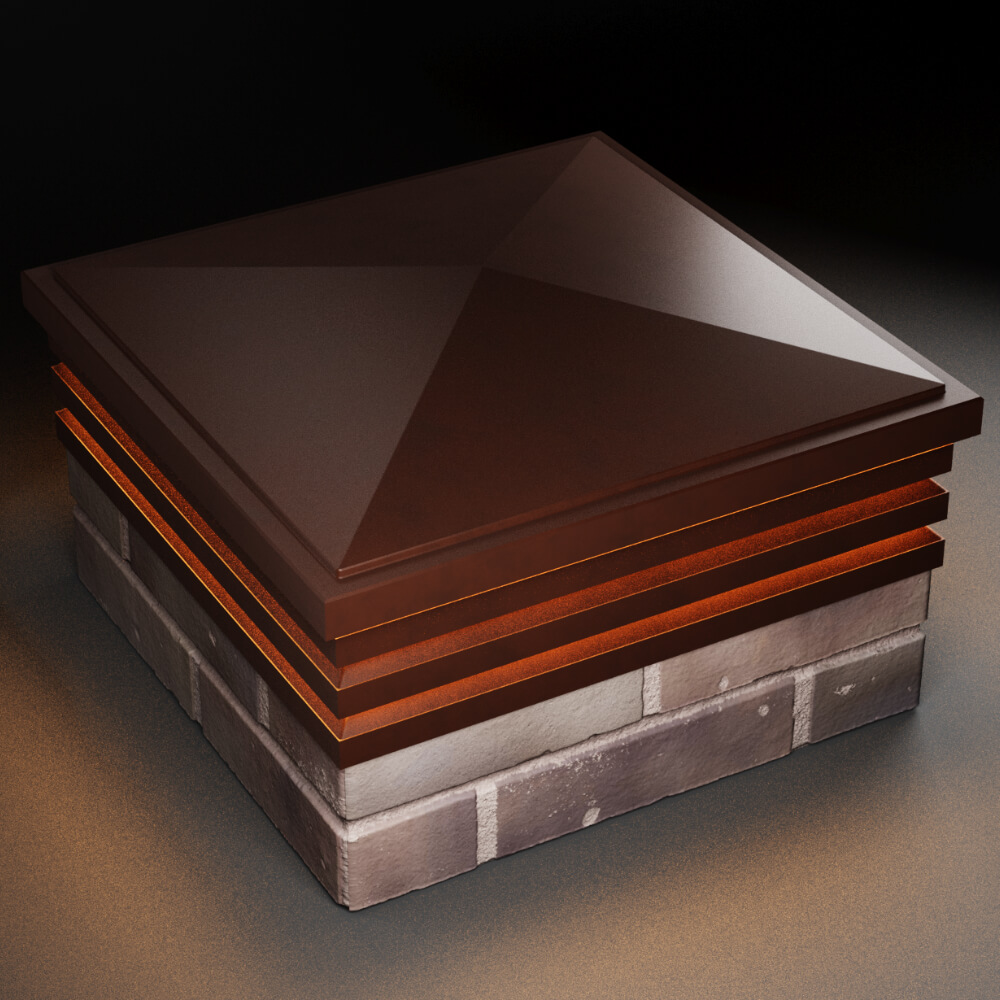 Колпак Zking Бона ХайТек Коричневый на столб 2х2 кирпича (513х513мм) с подсветкой в Белой Калитве фото