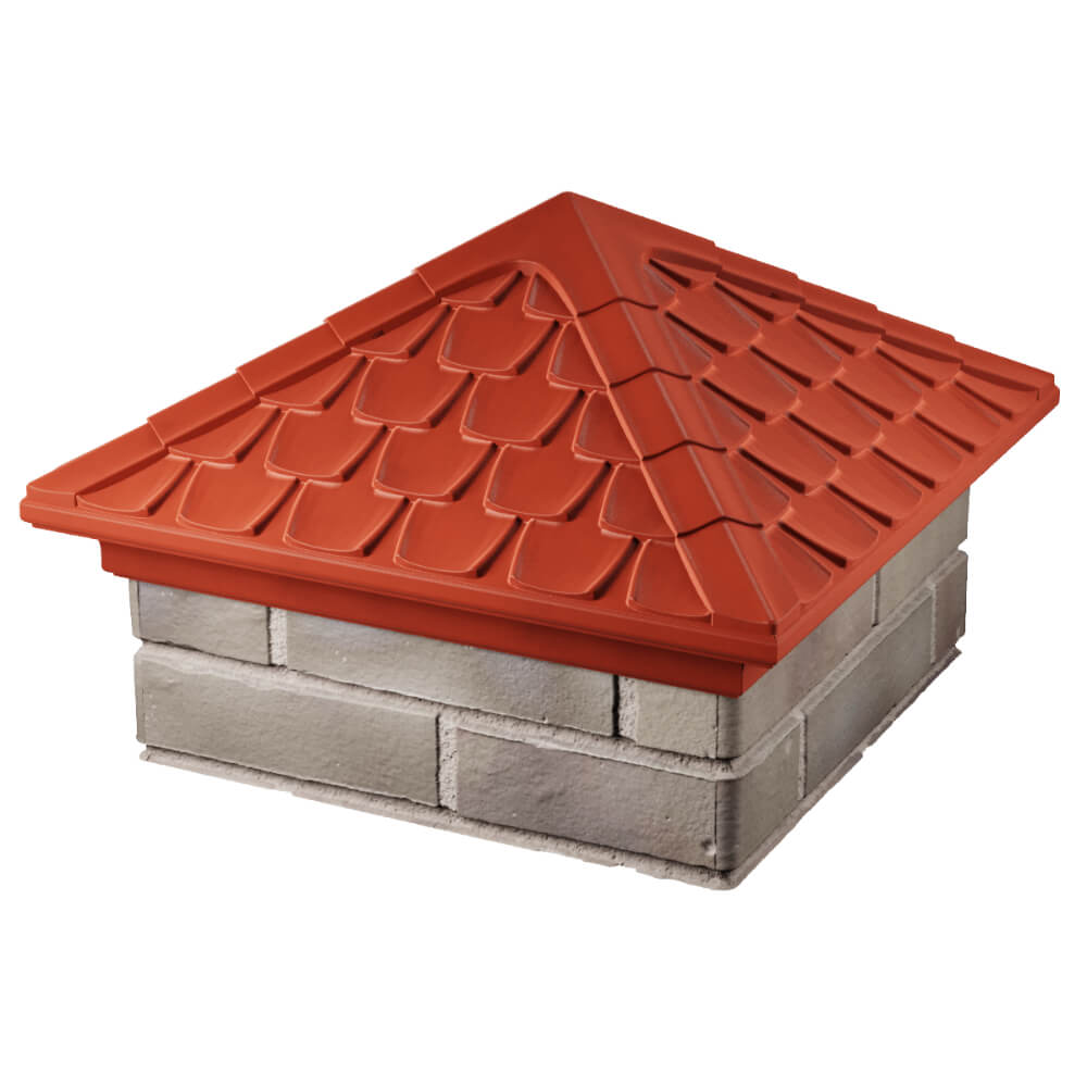 Колпак Zking Эльбрус Красный на столб 1.5х1.5 кирпича (385х385мм) в Белой Калитве фото