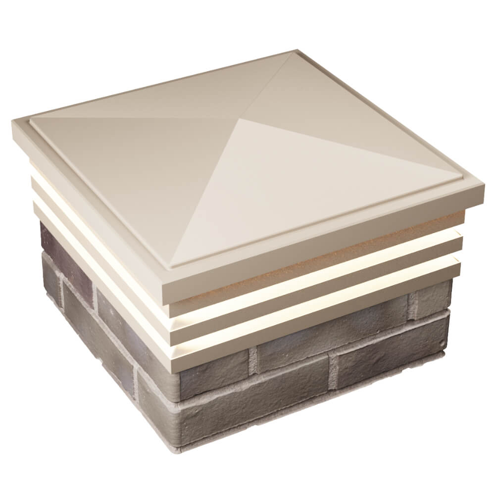 Колпак Zking Бона ХайТек Бежевый на столб 1.5х1.5 кирпича (385х385мм) с подсветкой в Белой Калитве фото