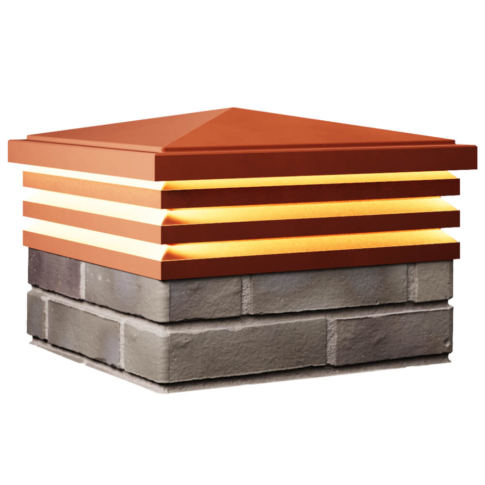 Колпак Zking Бона ХайТек Красный на столб 1.5х1.5 кирпича (385х385мм) с подсветкой в Белой Калитве фото