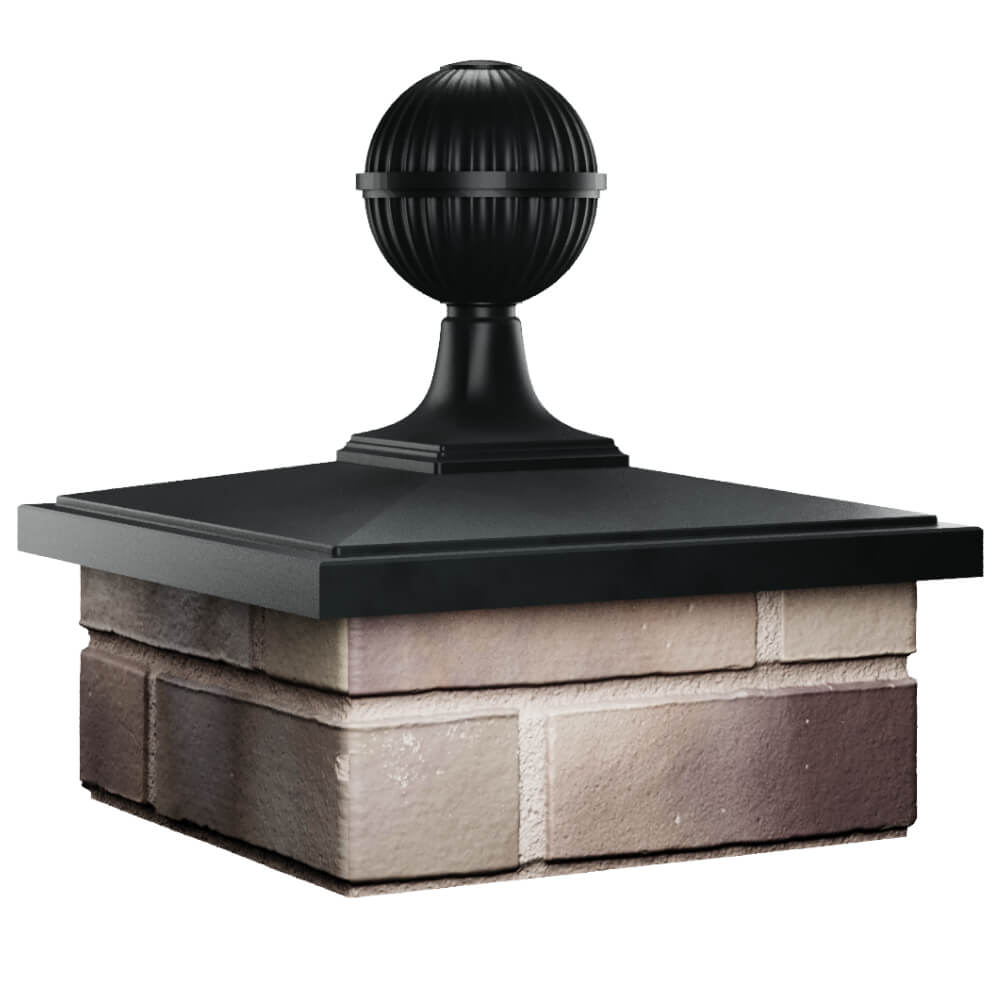 Колпак Zking БонаМоно Черный с шаром на столб 1.5х1.5 кирпича (385х385, 400х400мм) в сборе в Белой Калитве фото