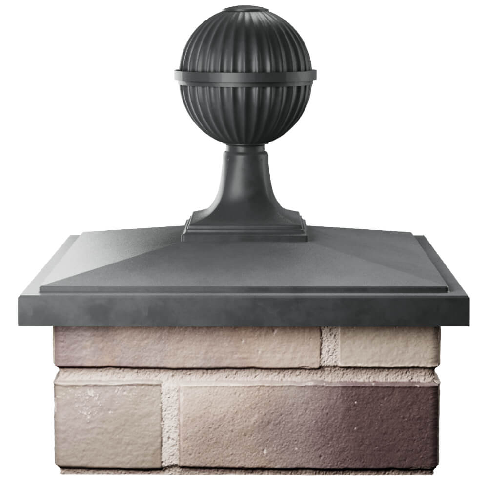 Колпак Zking БонаМоно Серый с шаром на столб 1.5х1.5 кирпича (385х385, 400х400мм) в сборе Белая Калитва фото