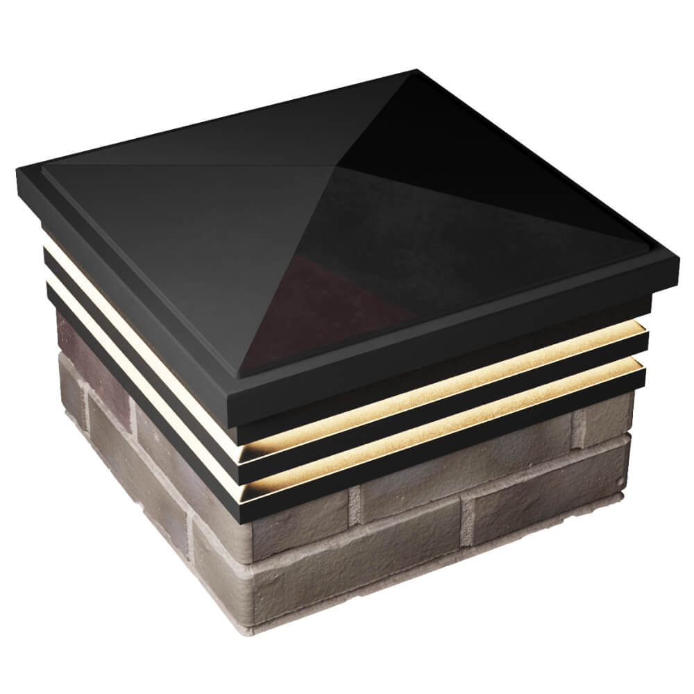 Колпак Zking Бона ХайТек Черный на столб 1.5х1.5 кирпича (385х385мм) с подсветкой в Белой Калитве фото