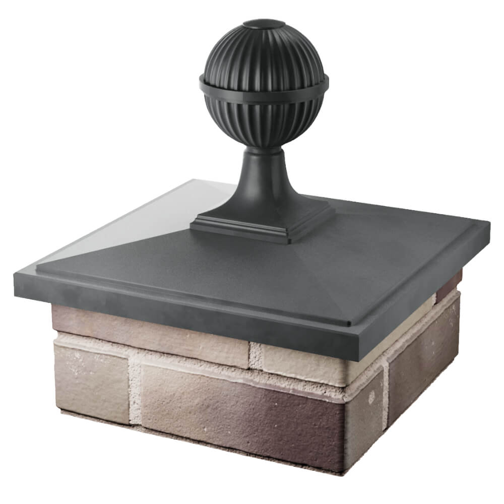 Колпак Zking БонаМоно Серый с шаром на столб 1.5х1.5 кирпича (385х385, 400х400мм) в сборе в Белой Калитве фото