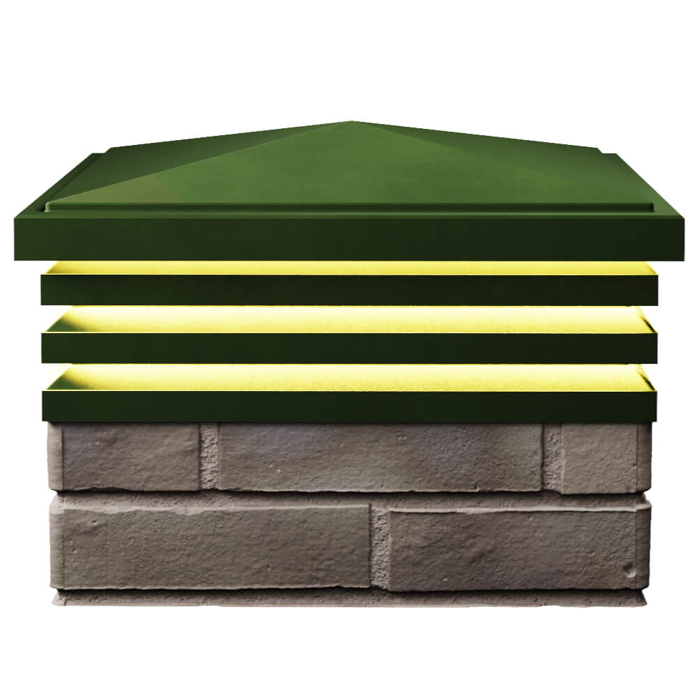 Колпак Zking Бона ХайТек Зеленый на столб 1.5х1.5 кирпича (385х385мм) с подсветкой в Белой Калитве фото