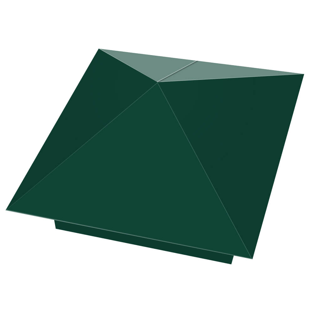 Колпак металлический 390х390мм RAL6005 Зеленый Мох заборный Белая Калитва фото