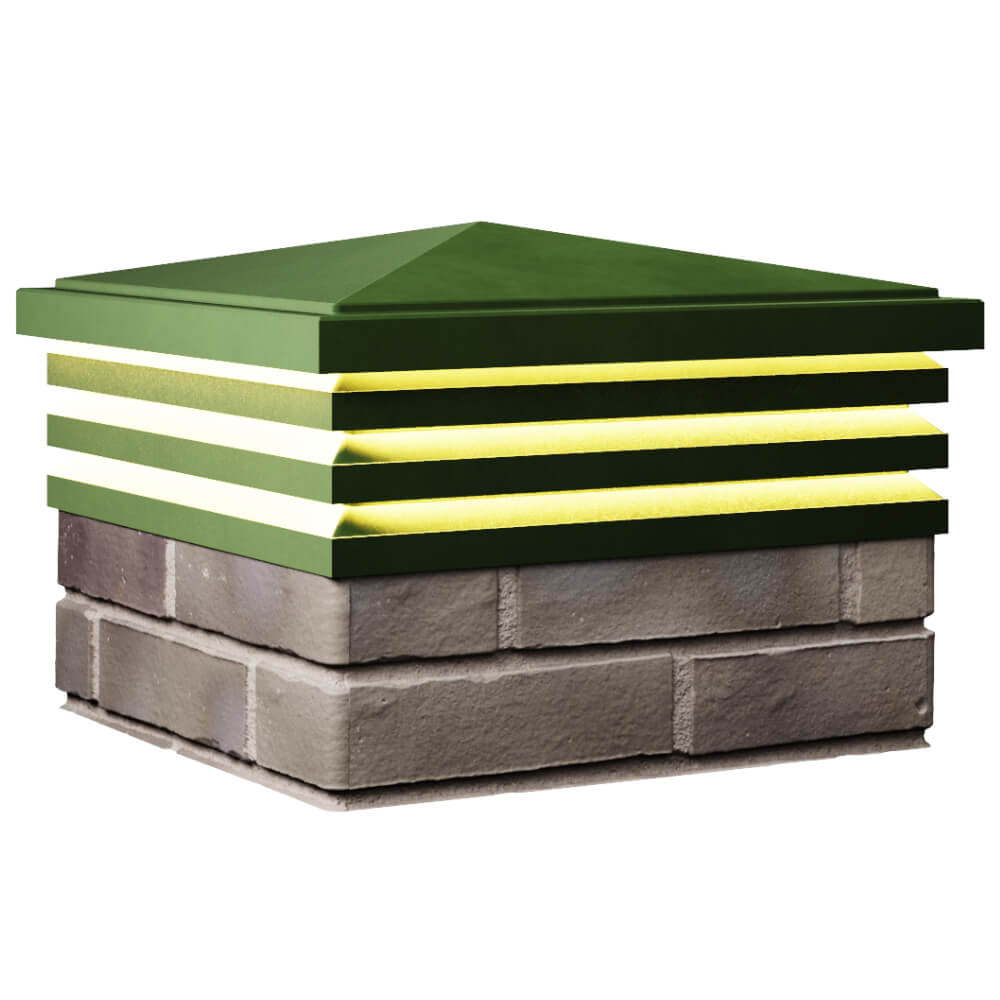 Колпак Zking Бона ХайТек Зеленый на столб 1.5х1.5 кирпича (385х385мм) с подсветкой в Белой Калитве фото