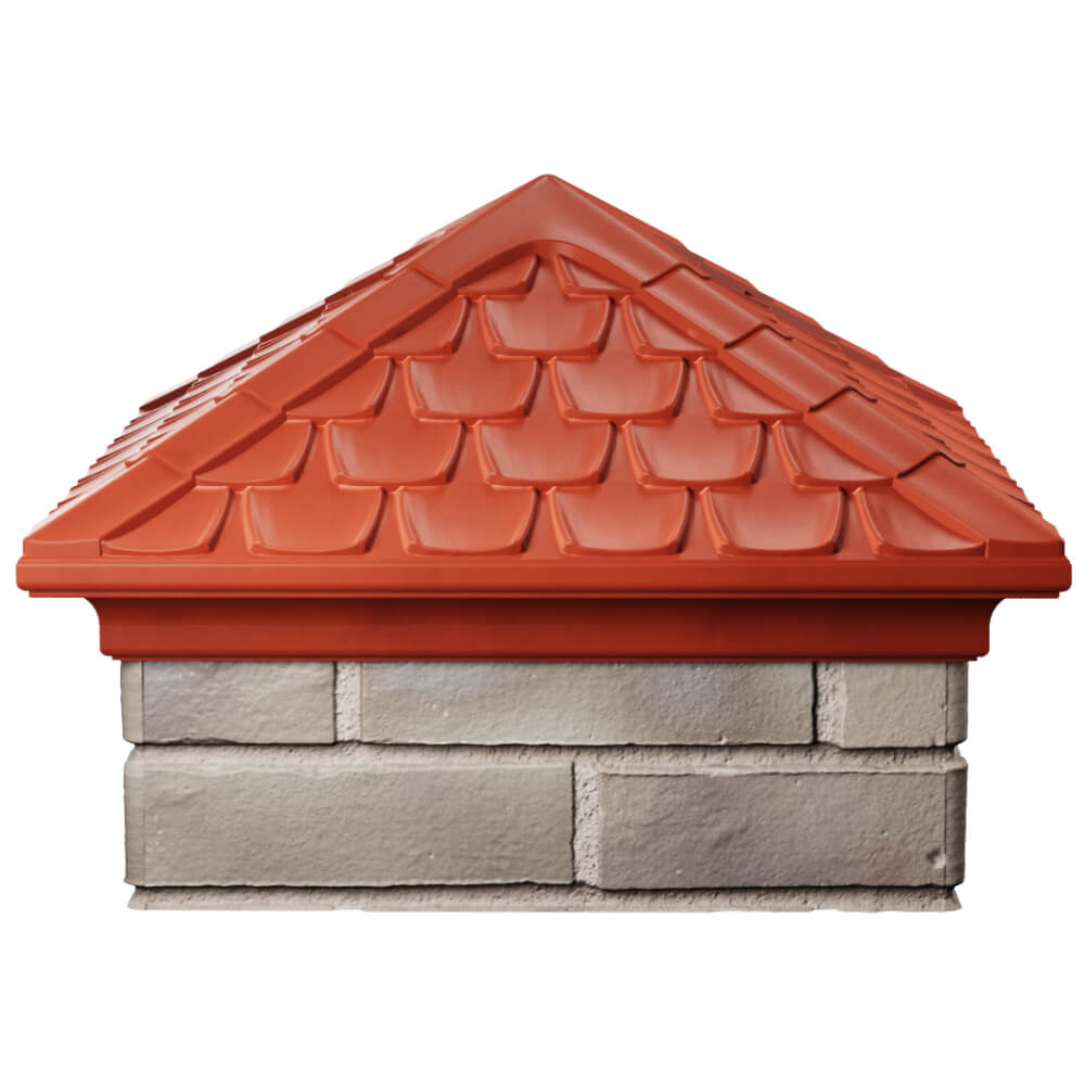 Колпак Zking Эльбрус Красный на столб 1.5х1.5 кирпича (385х385мм) Белая Калитва фото