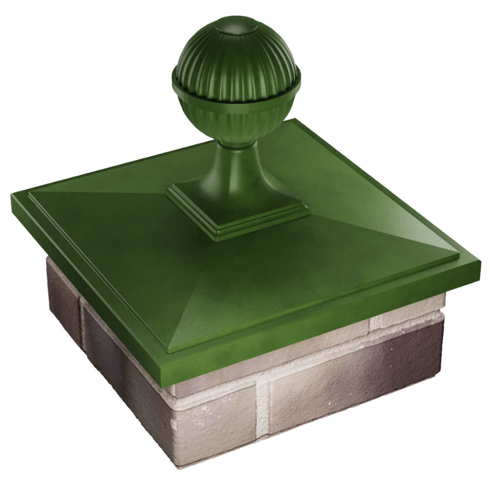 Колпак Zking БонаМоно Зеленый с шаром на столб 1.5х1.5 кирпича (385х385, 400х400мм) в сборе в Белой Калитве фото