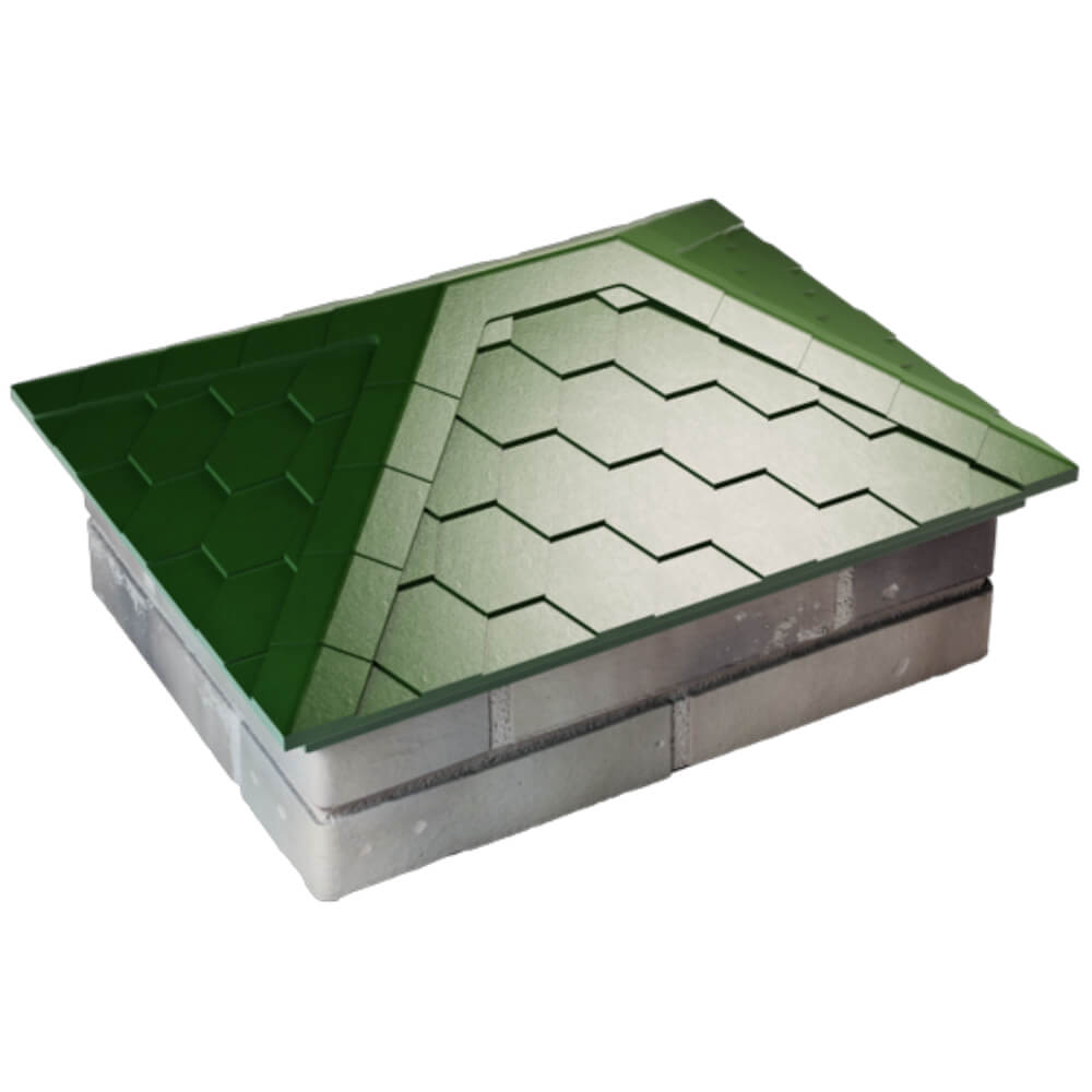 Колпак Zking Эверест Зеленый на столб 2х1.5 кирпича (520х390мм) Белая Калитва фото