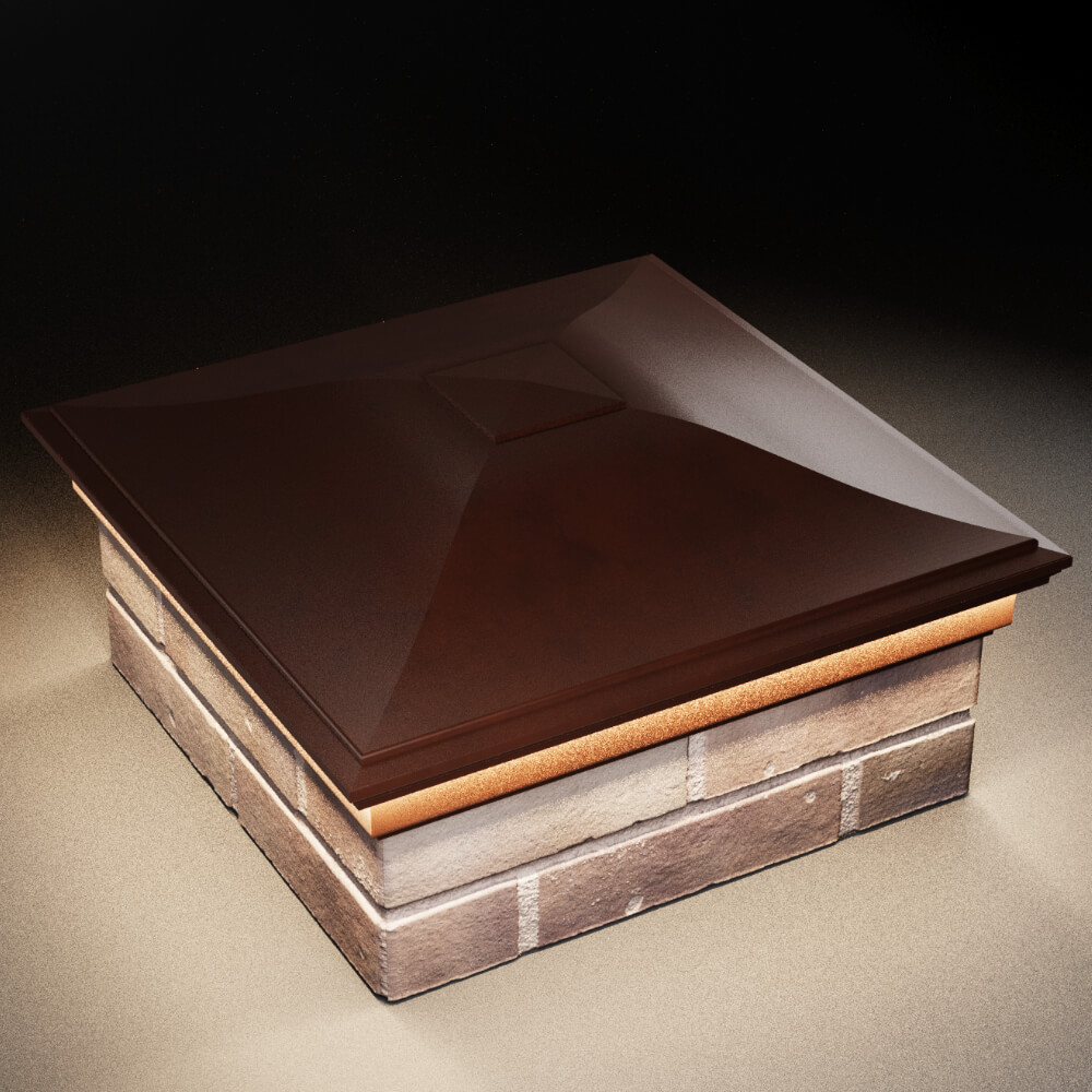 Колпак Zking Монблан Коричневый на столб 2х2 кирпича (515х515мм) c подсветкой в Белой Калитве фото