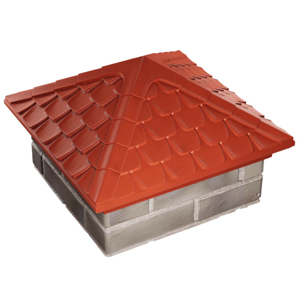 Колпак Zking Эльбрус Красный на столб 1.5х1.5 кирпича (385х385мм) в Белой Калитве фото