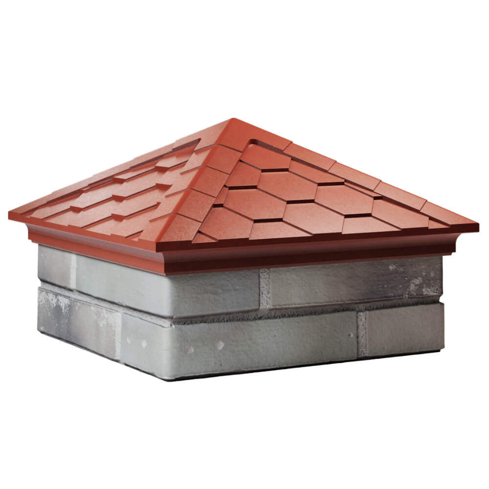 Колпак Zking Эверест Красный на столб 1.5х1.5 кирпича (390х390мм) в Белой Калитве фото