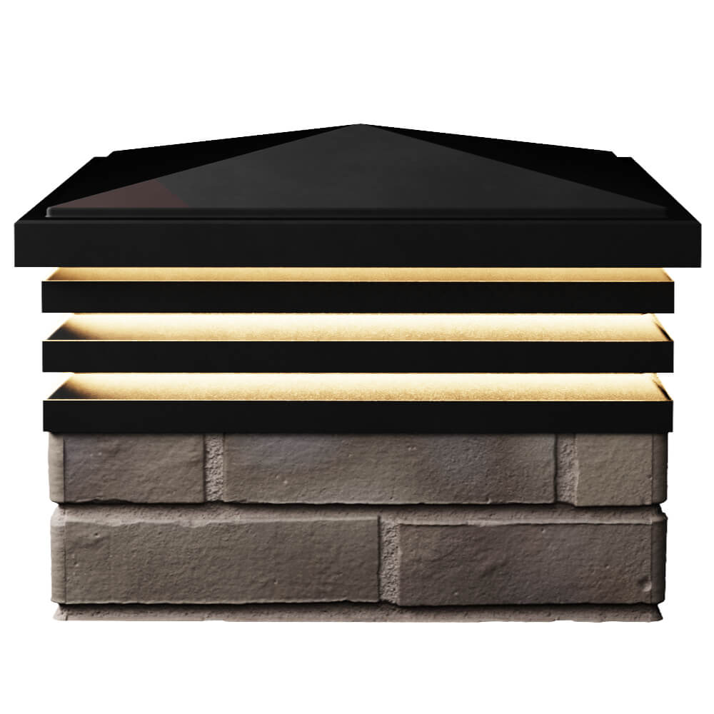 Колпак Zking Бона ХайТек Черный на столб 1.5х1.5 кирпича (385х385мм) с подсветкой в Белой Калитве фото