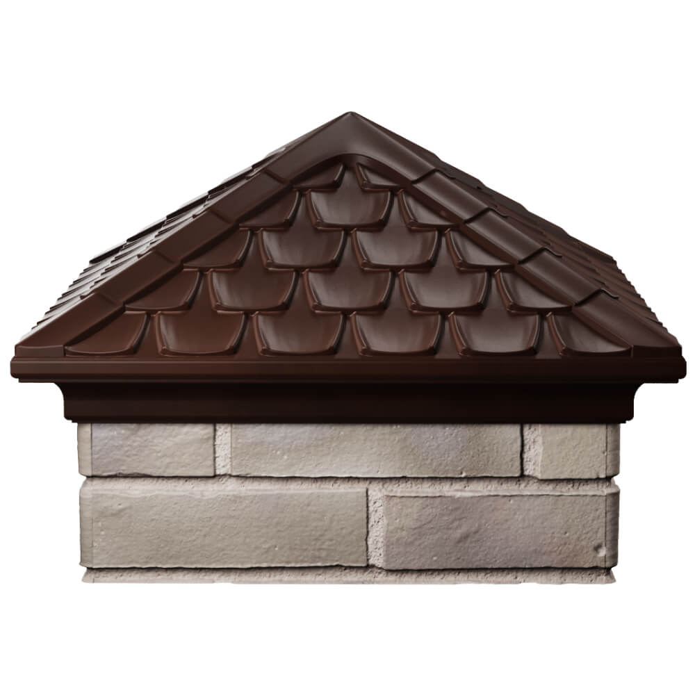 Колпак Zking Эльбрус Коричневый на столб 1.5х1.5 кирпича (385х385мм) Белая Калитва фото