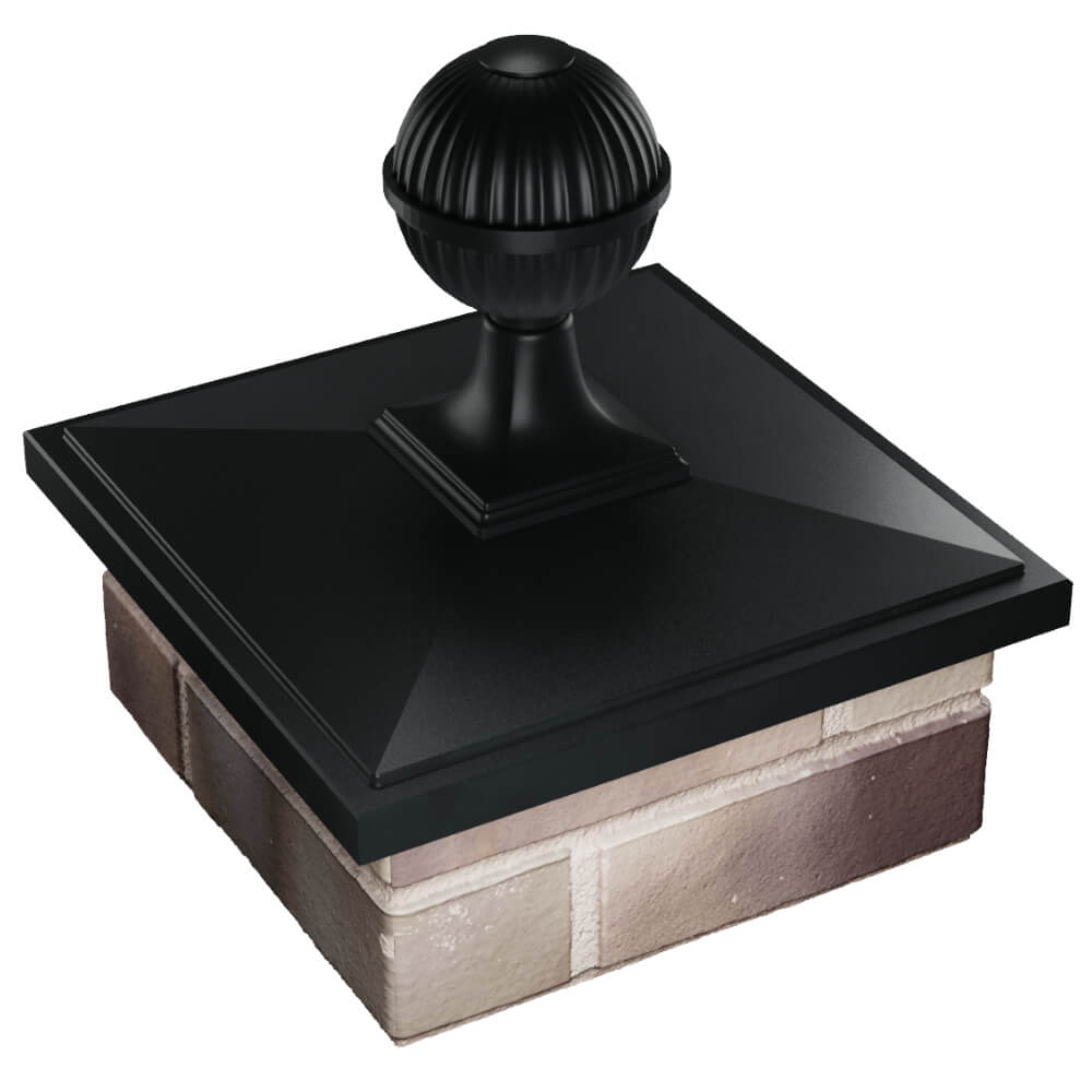 Колпак Zking БонаМоно Черный с шаром на столб 1.5х1.5 кирпича (385х385, 400х400мм) в сборе в Белой Калитве фото
