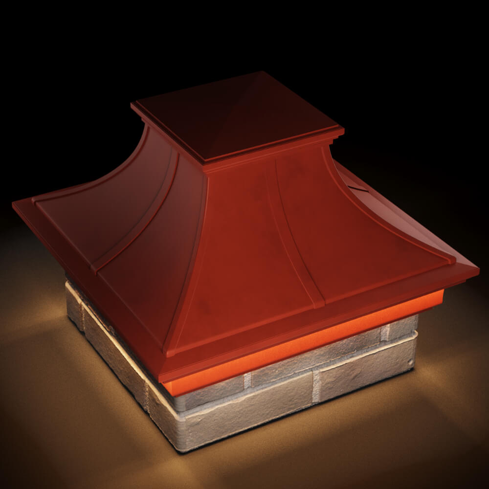 Колпак Zking Монблан Премиум Красный на столб 1.5х1.5 кирпича (385х385мм) с подсветкой в Белой Калитве фото