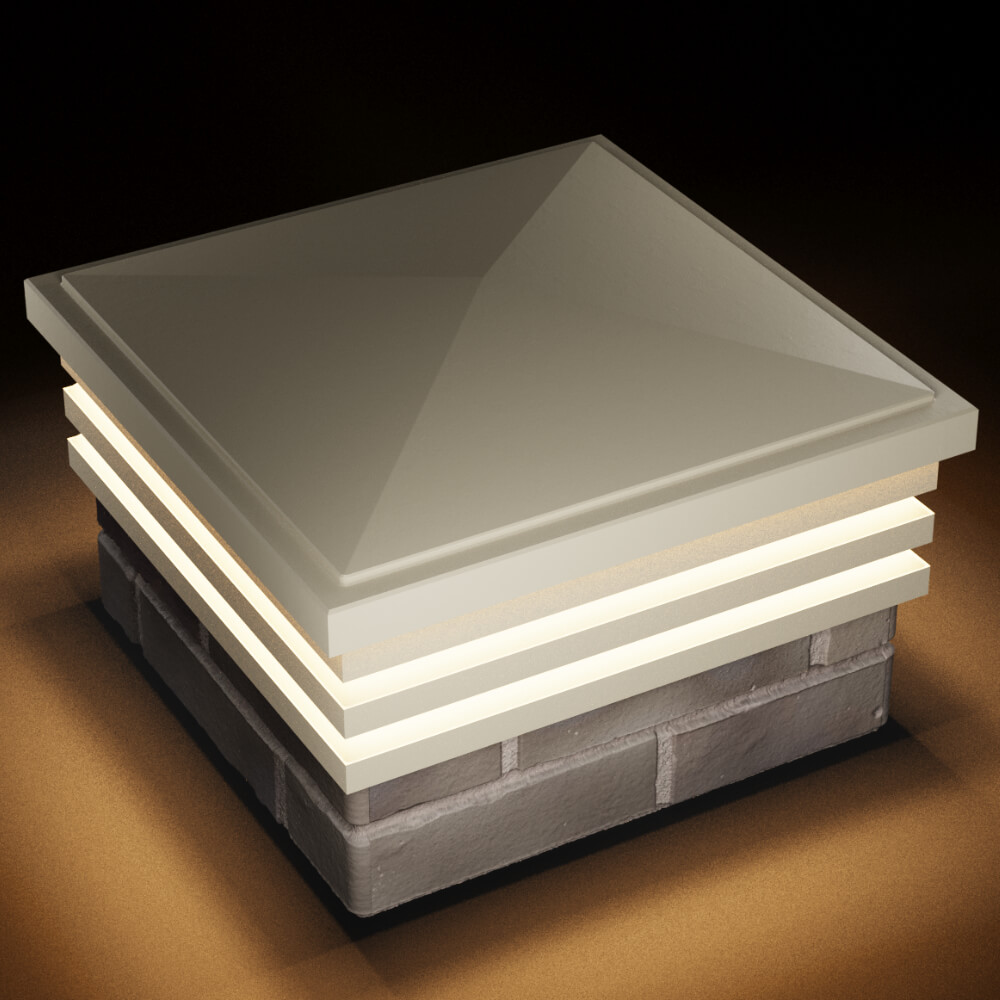 Колпак Zking Бона ХайТек Бежевый на столб 1.5х1.5 кирпича (385х385мм) с подсветкой в Белой Калитве фото