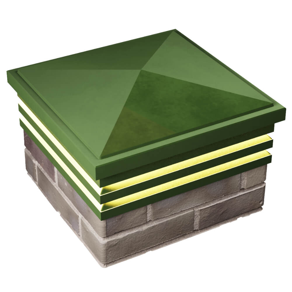 Колпак Zking Бона ХайТек Зеленый на столб 1.5х1.5 кирпича (385х385мм) с подсветкой в Белой Калитве фото