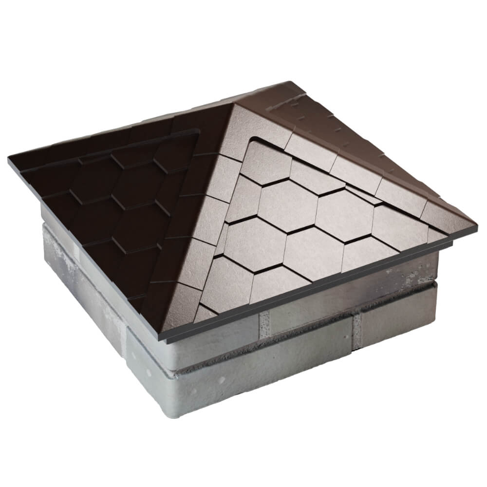 Колпак Zking Эверест Коричневый на столб 1.5х1.5 кирпича (390х390мм) в Белой Калитве фото