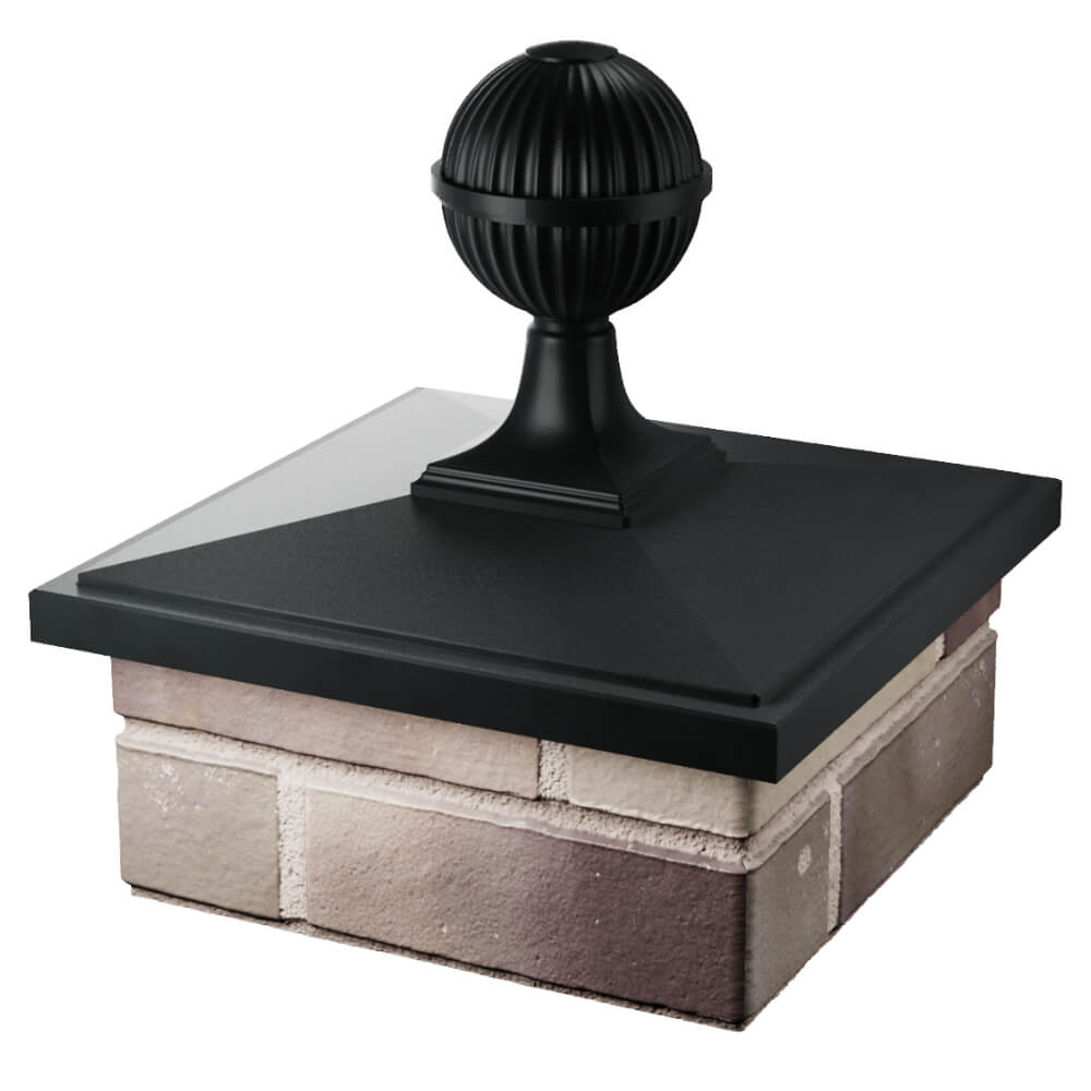 Колпак Zking БонаМоно Черный с шаром на столб 1.5х1.5 кирпича (385х385, 400х400мм) в сборе в Белой Калитве фото