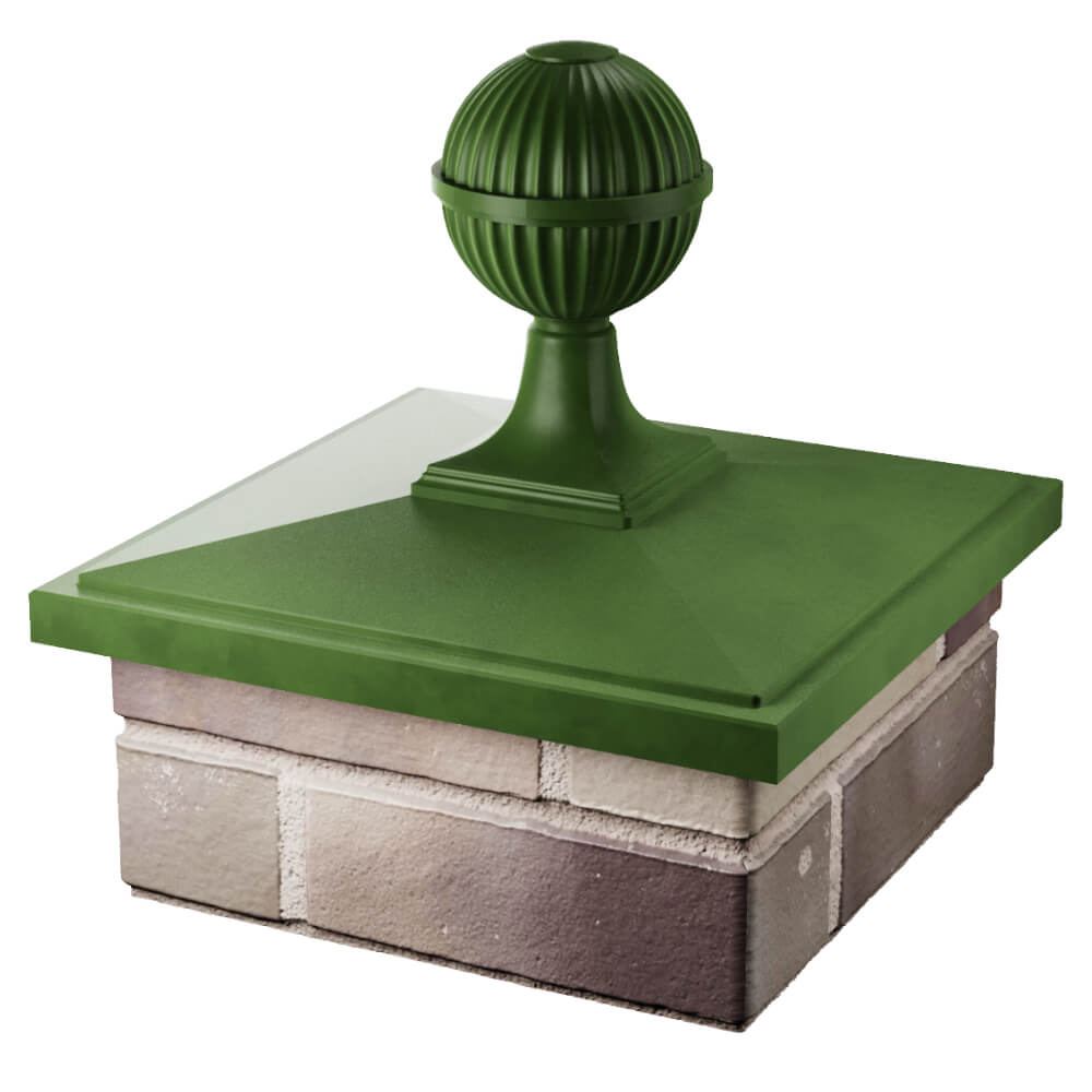 Колпак Zking БонаМоно Зеленый с шаром на столб 1.5х1.5 кирпича (385х385, 400х400мм) в сборе в Белой Калитве фото