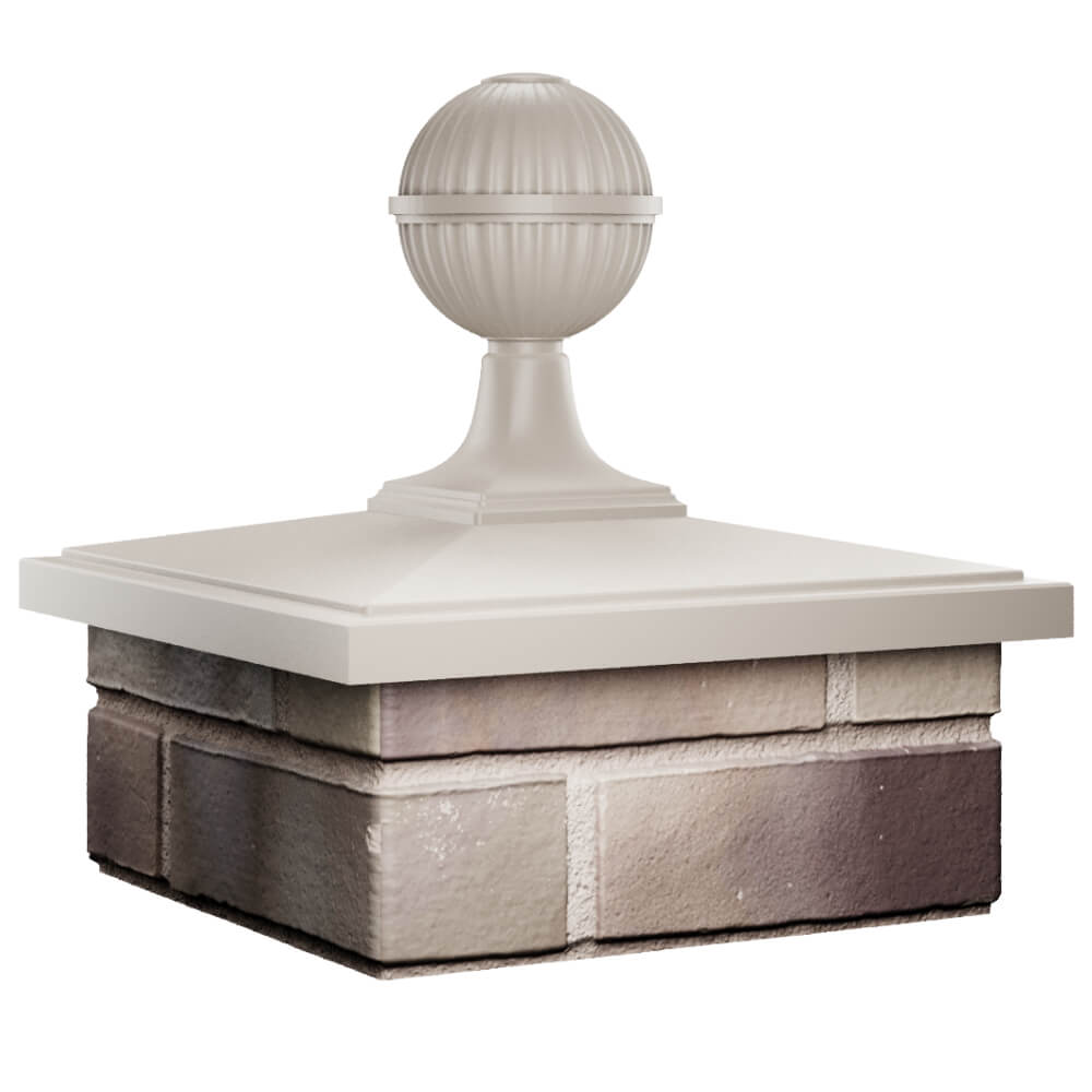 Колпак Zking БонаМоно Бежевый с шаром на столб 1.5х1.5 кирпича (385х385, 400х400мм) в сборе в Белой Калитве фото