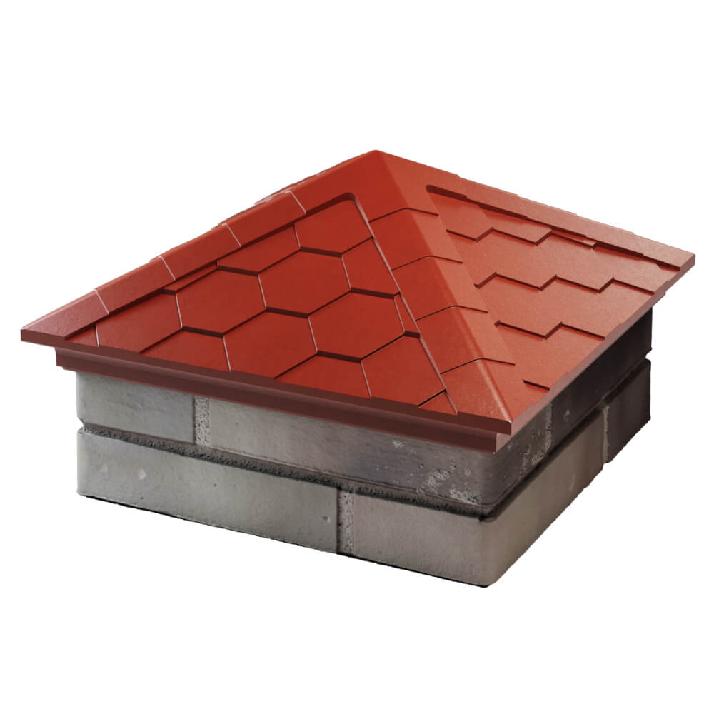 Колпак Zking Эверест Красный на столб 1.5х1.5 кирпича (390х390мм) в Белой Калитве фото