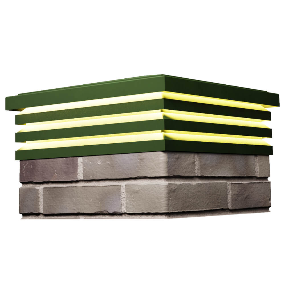 Колпак Zking Бона ХайТек Зеленый на столб 1.5х1.5 кирпича (385х385мм) с подсветкой в Белой Калитве фото