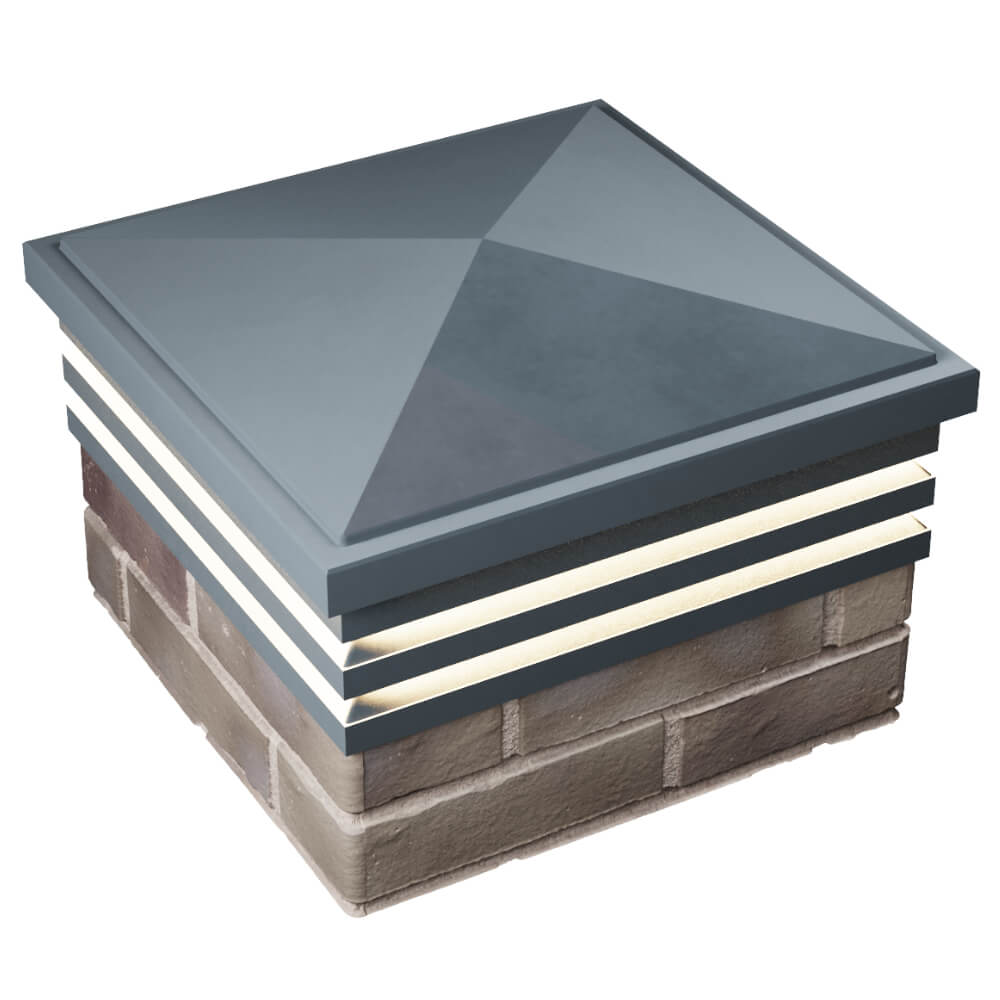 Колпак Zking Бона ХайТек Серый на столб 1.5х1.5 кирпича (385х385мм) с подсветкой в Белой Калитве фото