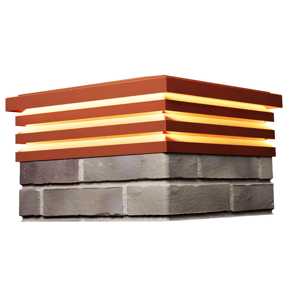 Колпак Zking Бона ХайТек Красный на столб 1.5х1.5 кирпича (385х385мм) с подсветкой в Белой Калитве фото