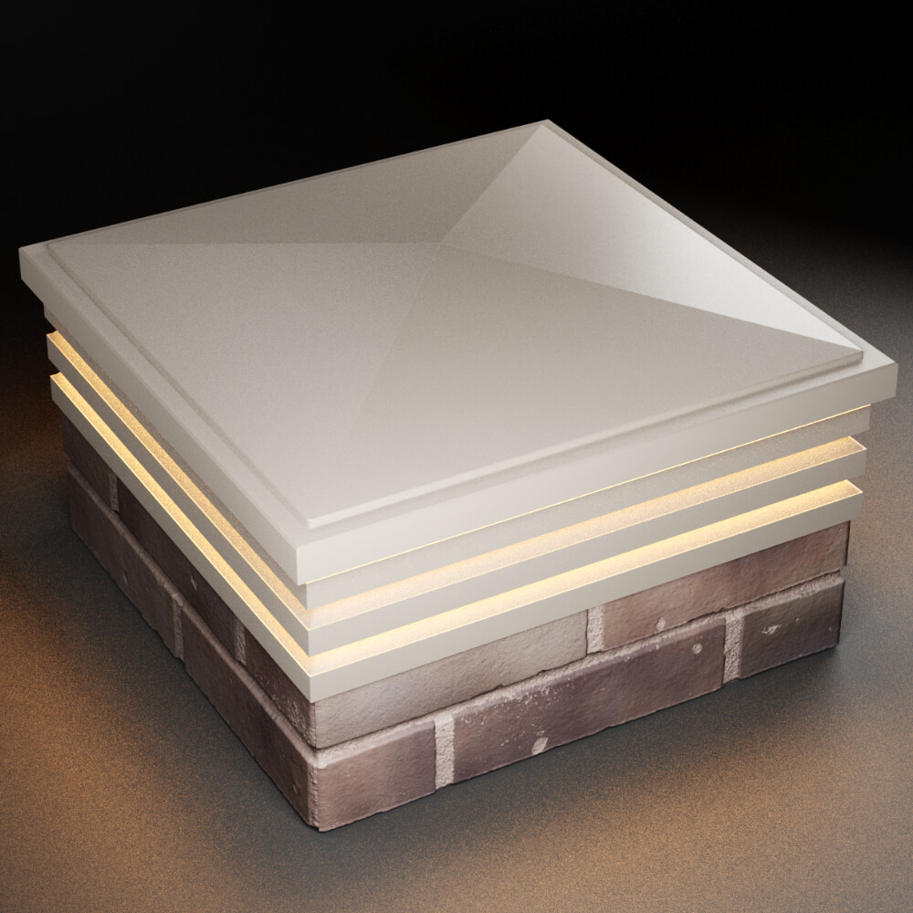 Колпак Zking Бона ХайТек Бежевый на столб 2х2 кирпича (513х513мм) с подсветкой в Белой Калитве фото