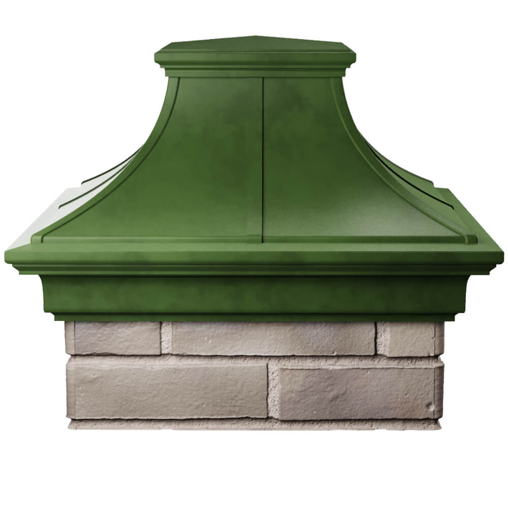 Колпак Zking Монблан Премиум Зеленый на столб 1.5х1.5 кирпича (385х385мм) Белая Калитва фото