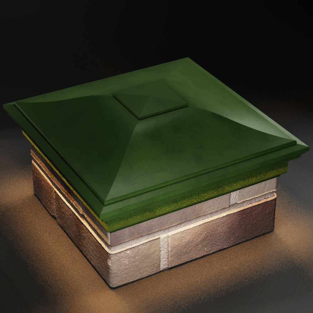 Колпак Zking Монблан Зеленый на столб 1.5х1.5 кирпича (385х385мм) с подсветкой в Белой Калитве фото