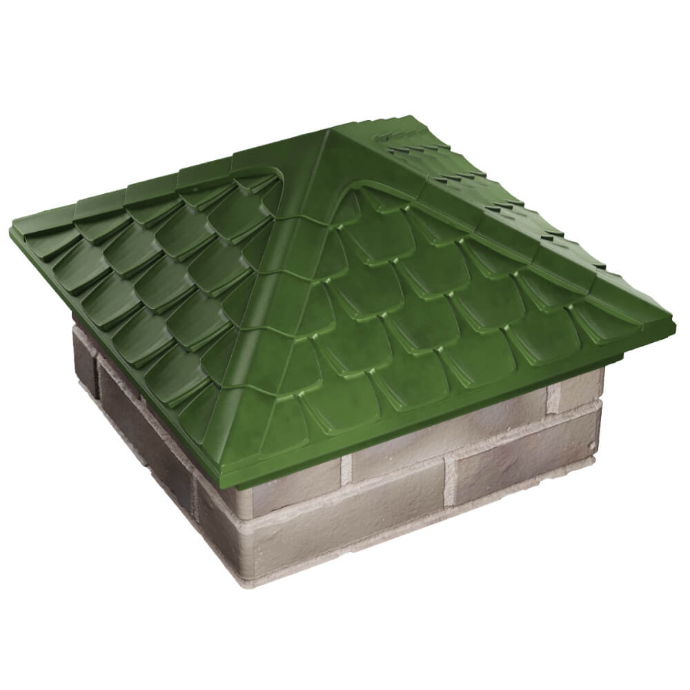 Колпак Zking Эльбрус Зеленый на столб 1.5х1.5 кирпича (385х385мм) в Белой Калитве фото