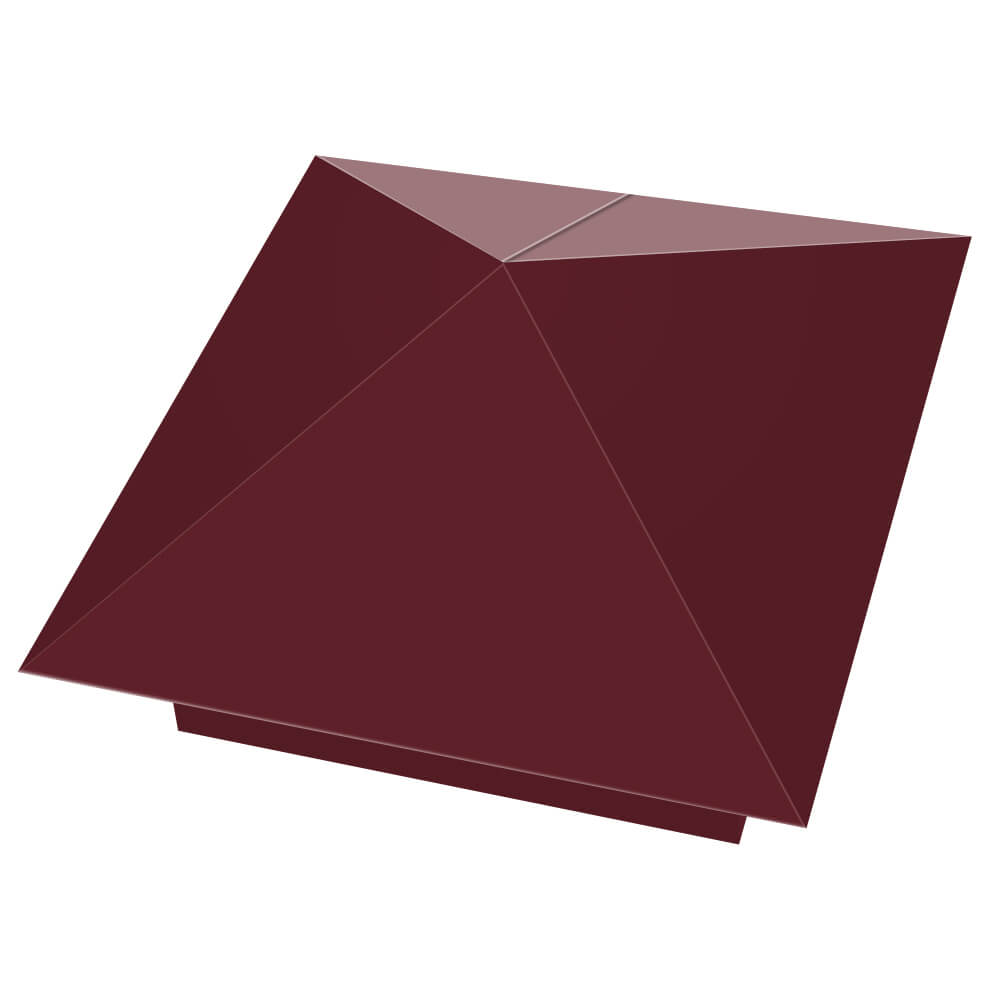 Колпак металлический 390х390мм RAL3005 Красное Вино заборный Белая Калитва фото