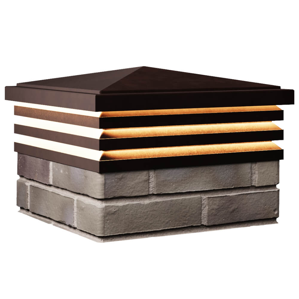 Колпак Zking Бона ХайТек Коричневый на столб 1.5х1.5 кирпича (385х385мм) с подсветкой в Белой Калитве фото