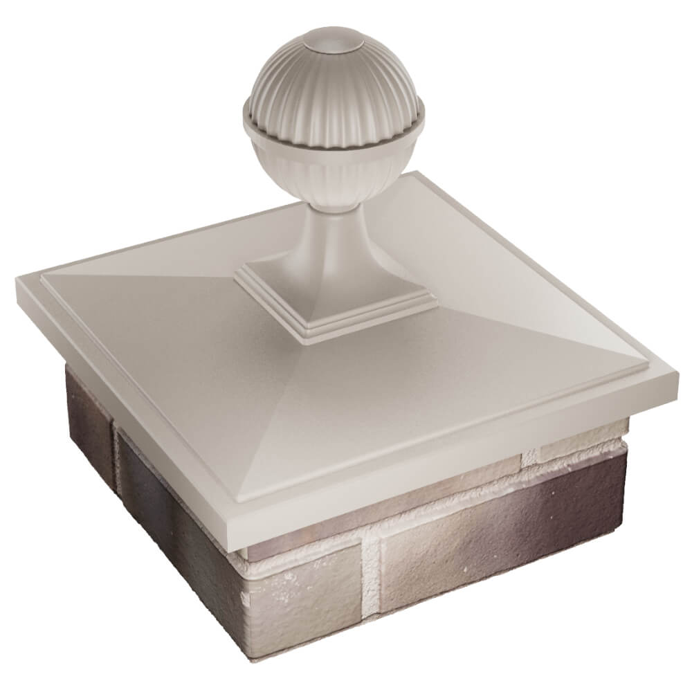 Колпак Zking БонаМоно Бежевый с шаром на столб 1.5х1.5 кирпича (385х385, 400х400мм) в сборе в Белой Калитве фото