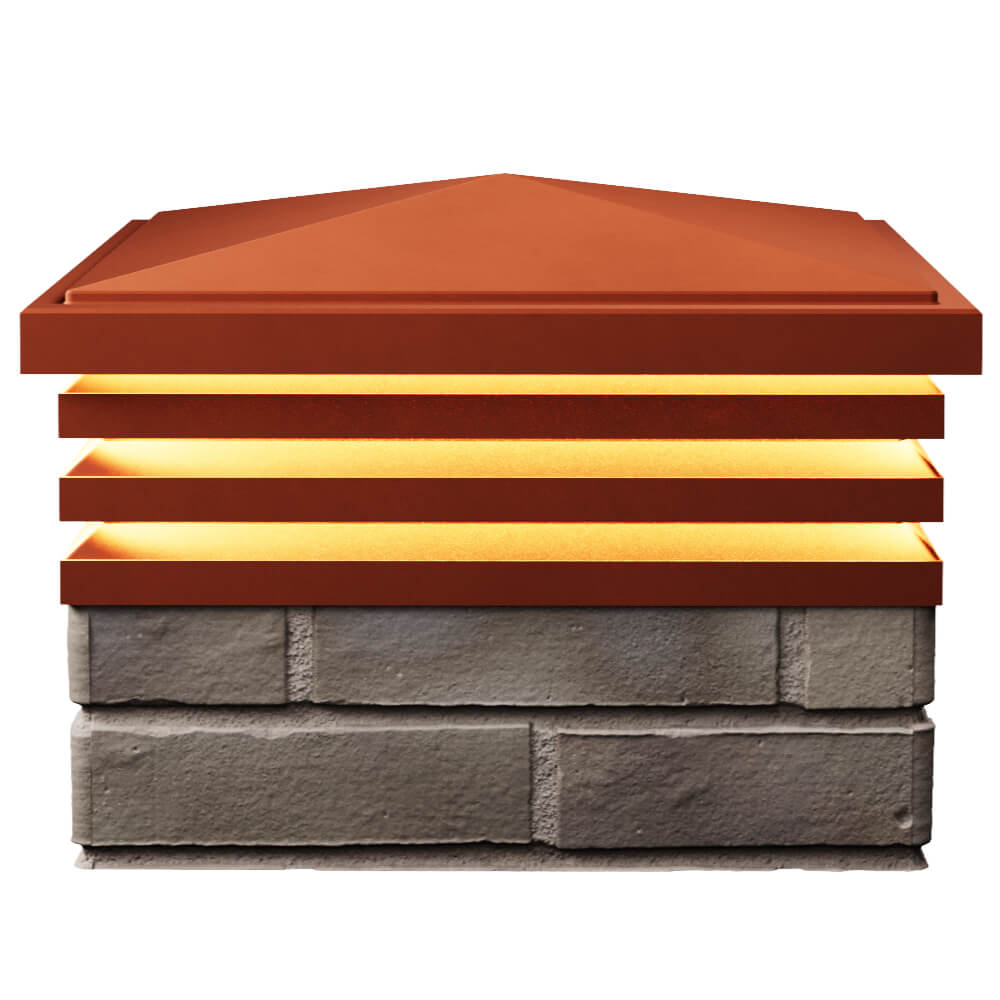 Колпак Zking Бона ХайТек Красный на столб 1.5х1.5 кирпича (385х385мм) с подсветкой в Белой Калитве фото