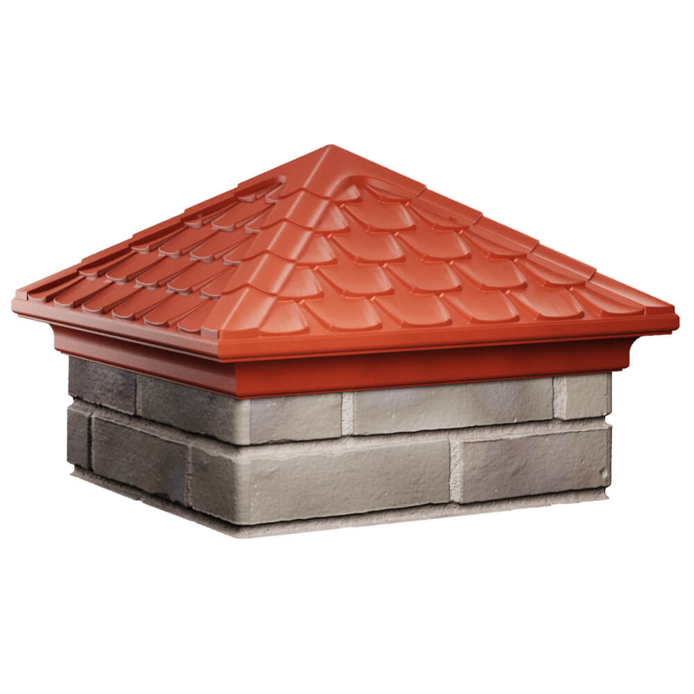 Колпак Zking Эльбрус Красный на столб 1.5х1.5 кирпича (385х385мм) в Белой Калитве фото