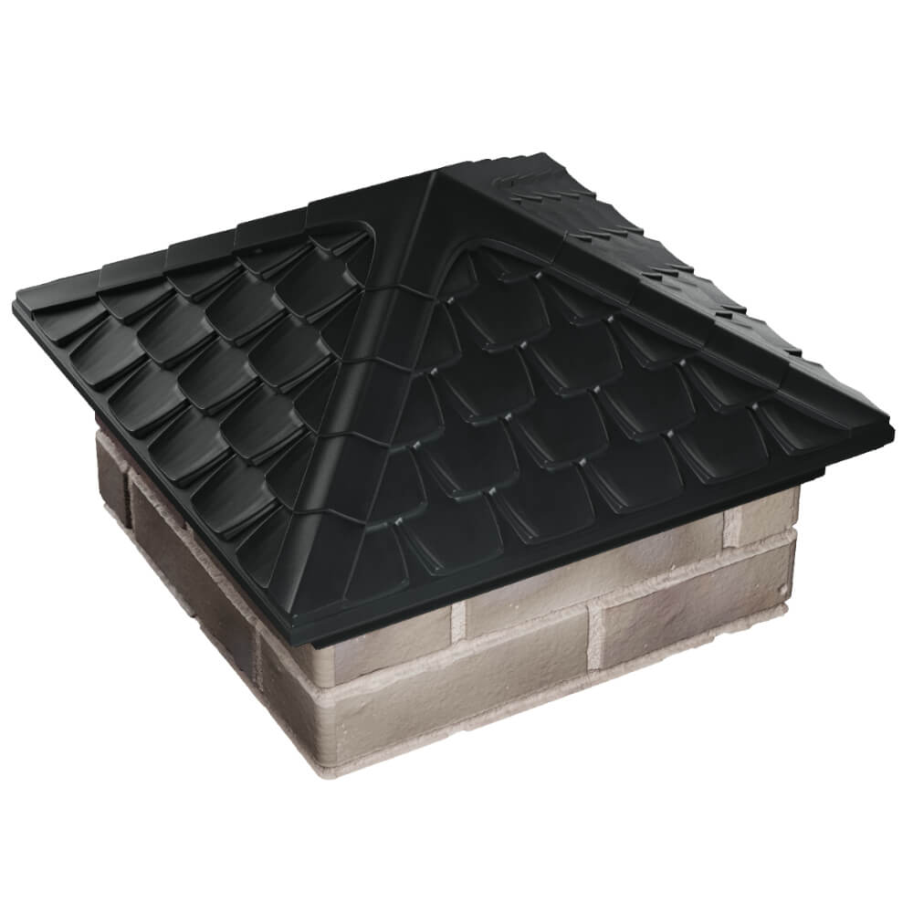 Колпак Zking Эльбрус Черный на столб 1.5х1.5 кирпича (385х385мм) в Белой Калитве фото