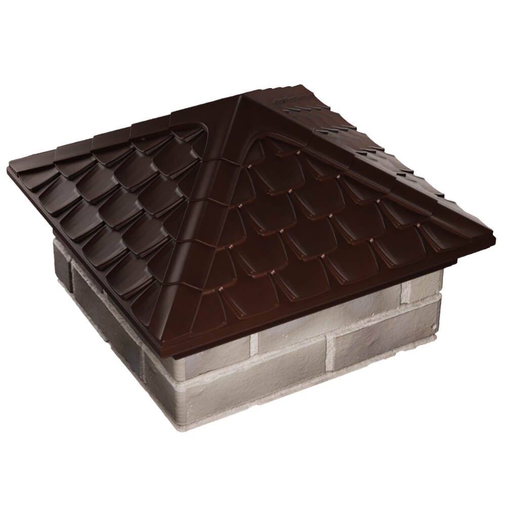 Колпак Zking Эльбрус Коричневый на столб 1.5х1.5 кирпича (385х385мм) в Белой Калитве фото