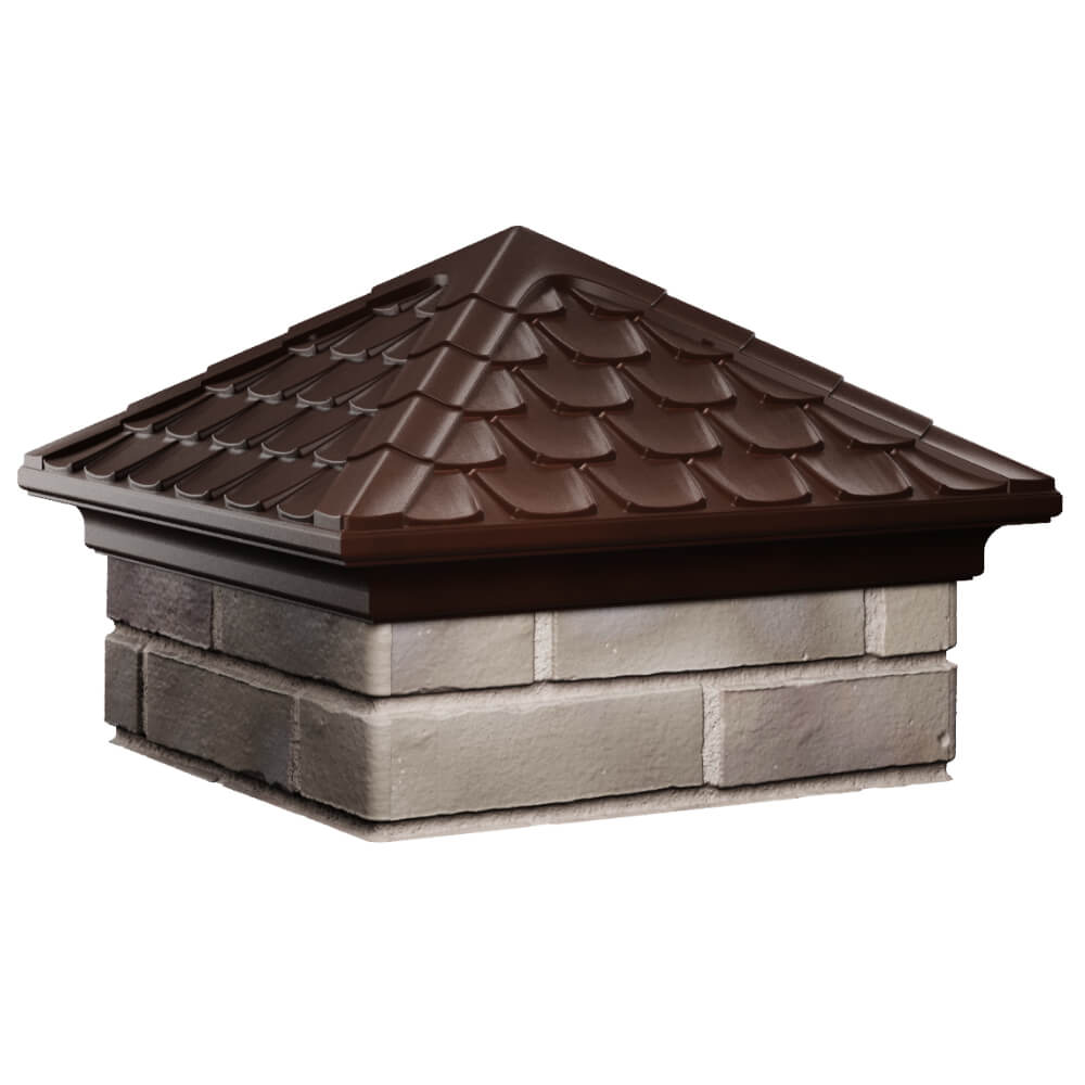 Колпак Zking Эльбрус Коричневый на столб 1.5х1.5 кирпича (385х385мм) в Белой Калитве фото