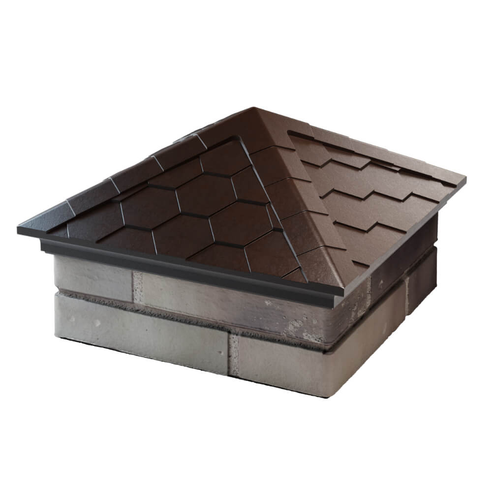 Колпак Zking Эверест Коричневый на столб 1.5х1.5 кирпича (390х390мм) в Белой Калитве фото