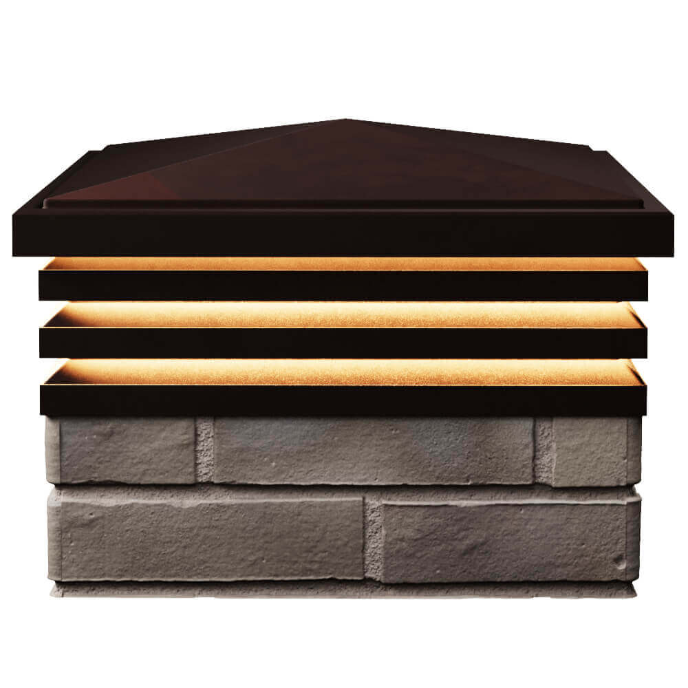 Колпак Zking Бона ХайТек Коричневый на столб 1.5х1.5 кирпича (385х385мм) с подсветкой в Белой Калитве фото