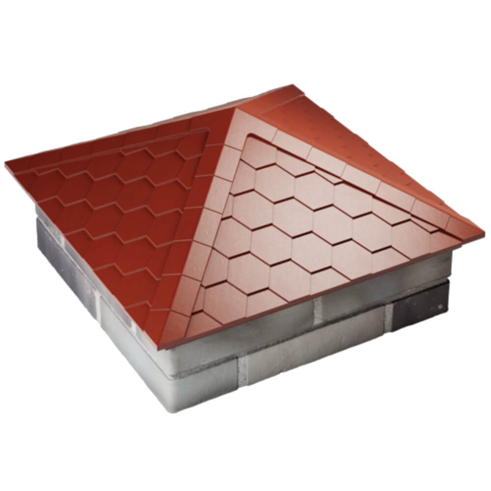 Колпак Zking Эверест Красный на столб 2х2 кирпича (535х535мм) Белая Калитва фото